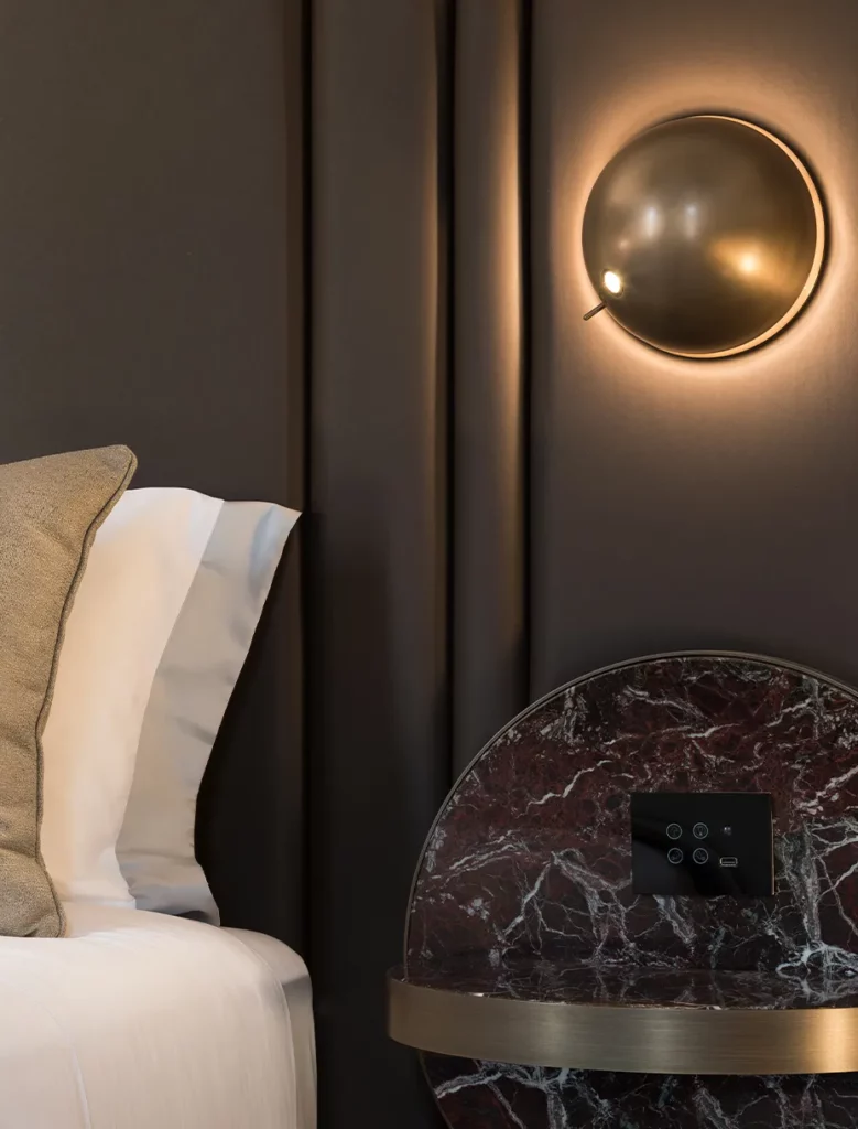 Dettaglio rivestimenti della camera da letto The Pantheon Iconic